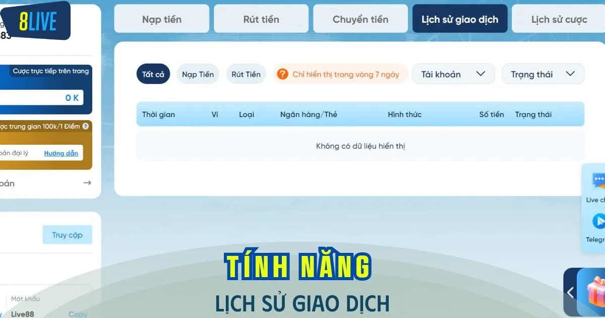 Kiểm tra tính minh bạch của hệ thống nhà cái thông qua tính năng lịch sử giao dịch